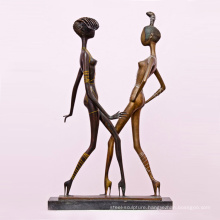 Popular cast bronze naked girl cartoon characters figures for sale